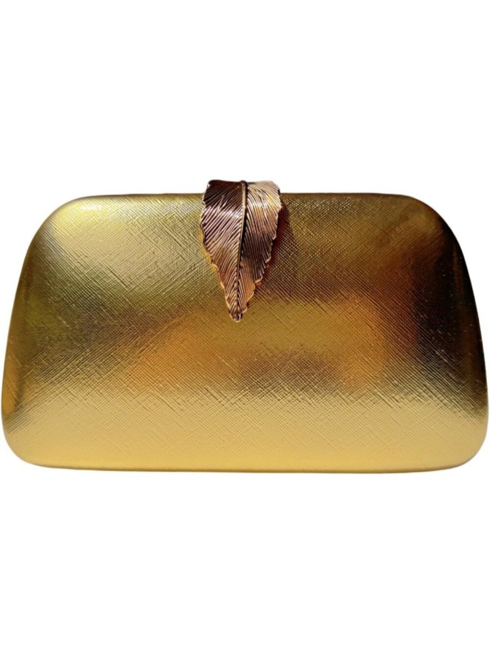 Women's Gold1 Elegant Clutch Purse Metallic Leaves Clasp Banquet Evening Bag